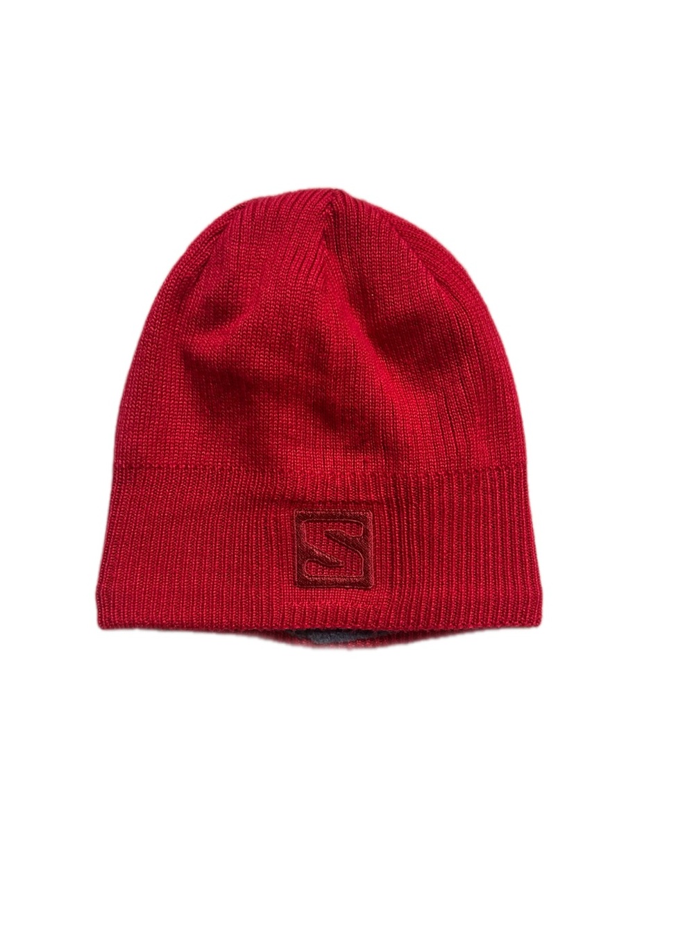 Salomon Red Ribbed Logo Beanie